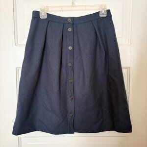 J. Crew Flair Skirt In Double Serge Wool Navy, Size 6